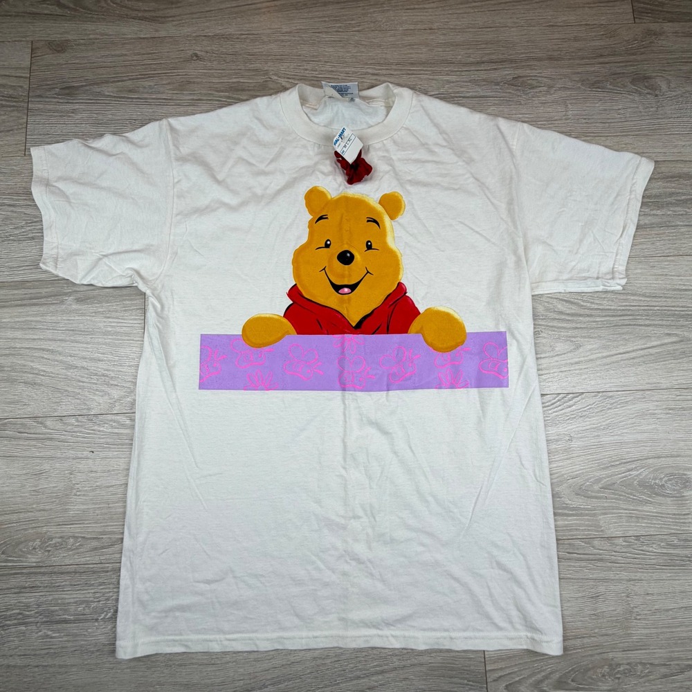 Vintage 90s Disney Winnie the‎ Pooh White Graphic T Shirt Women's L Kidcore NEW